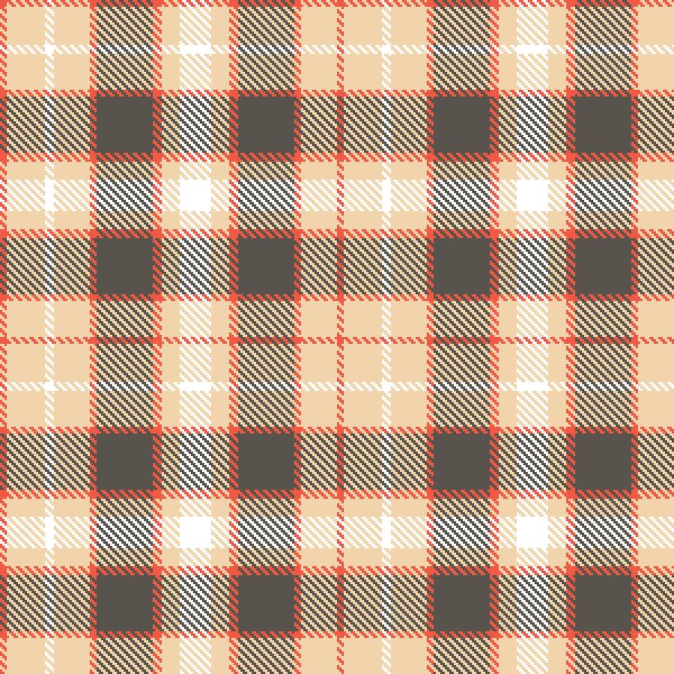Bright Coral Seamless Tartan with Deep Light Peach accents Textile Design vector