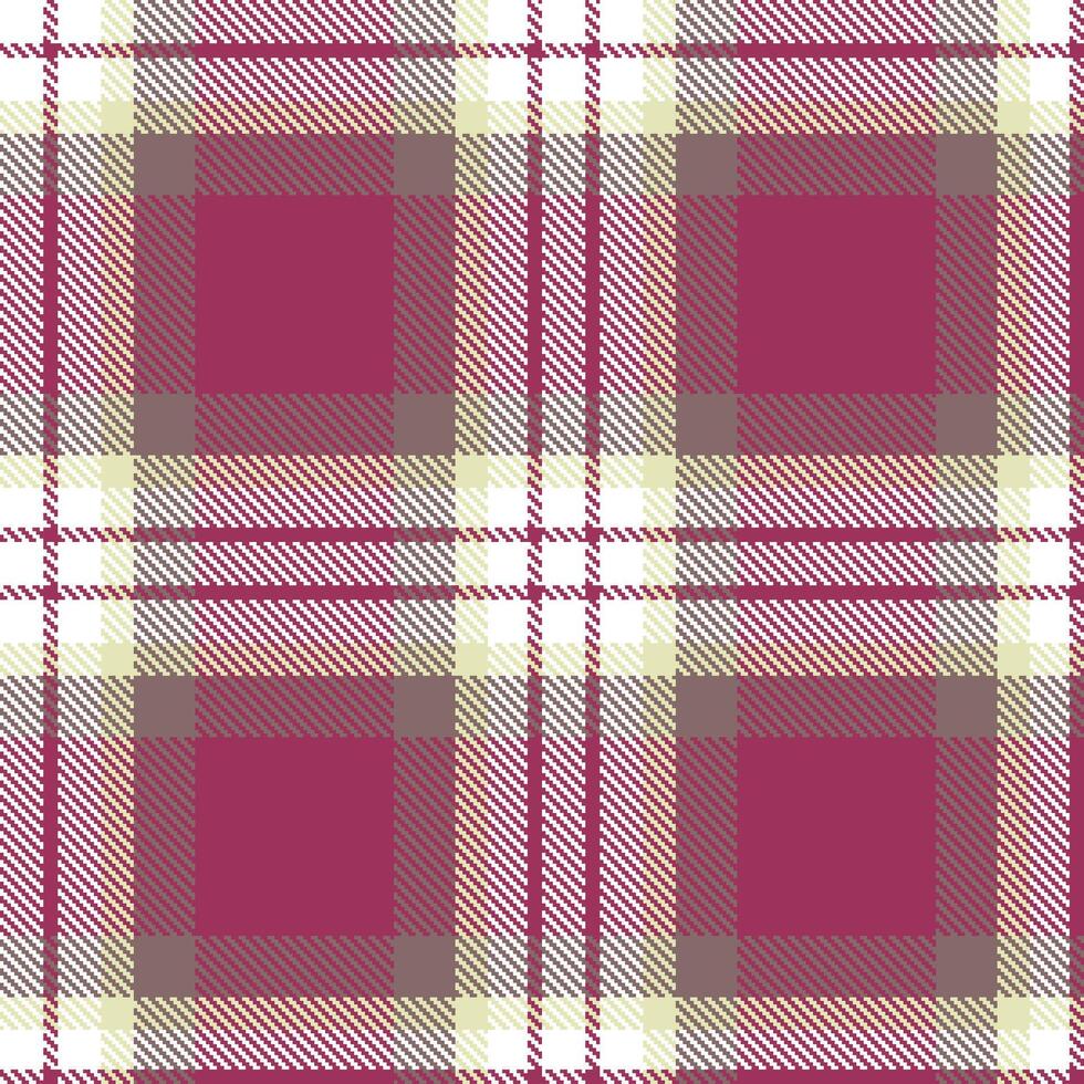 Rich White Seamless Tartan with Pastel Mulberry accents Textile Design vector