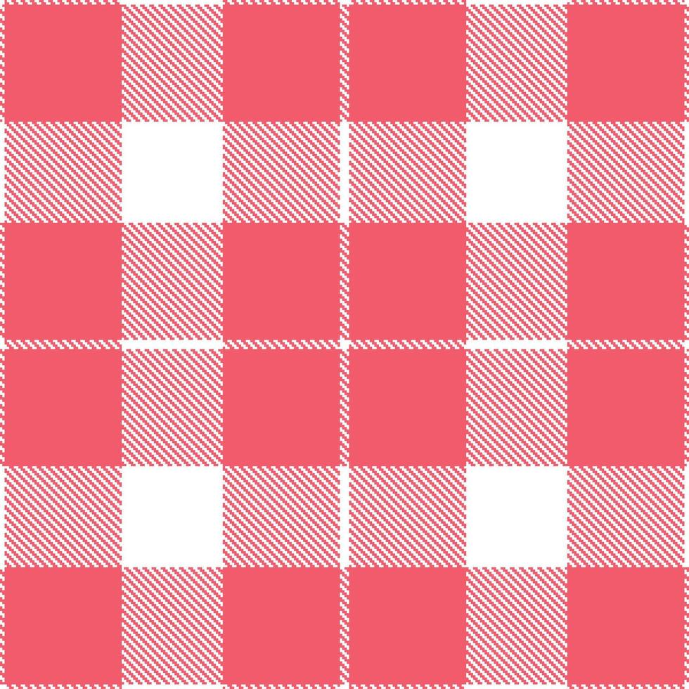 Muted White and Neon Coral Pink Seamless Tartan Textile Design vector