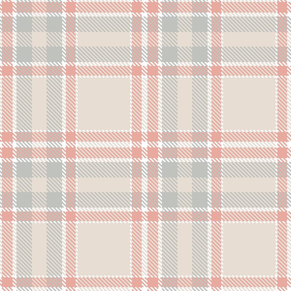 Dusty White and Muted Pinkish Tan Seamless Tartan Textile Design vector