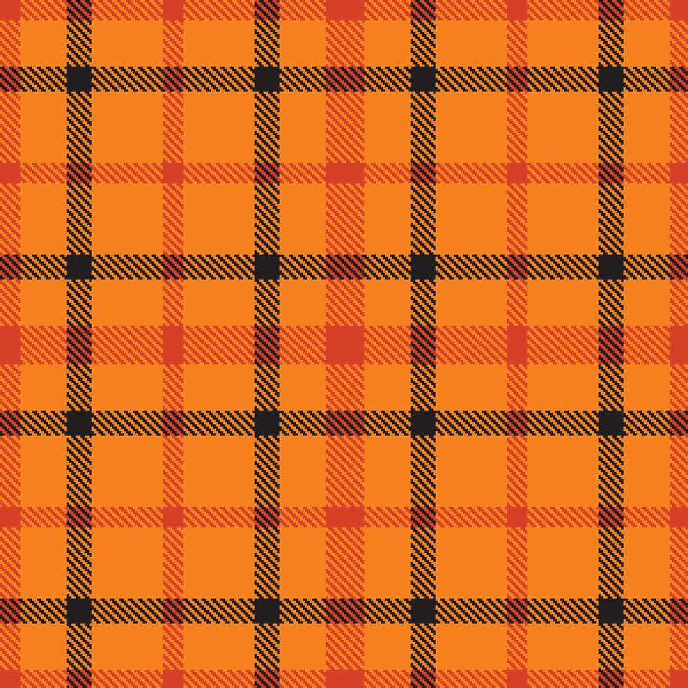 Modern Seamless Tartan in Rich Pumpkin Orange tones Textile Design vector