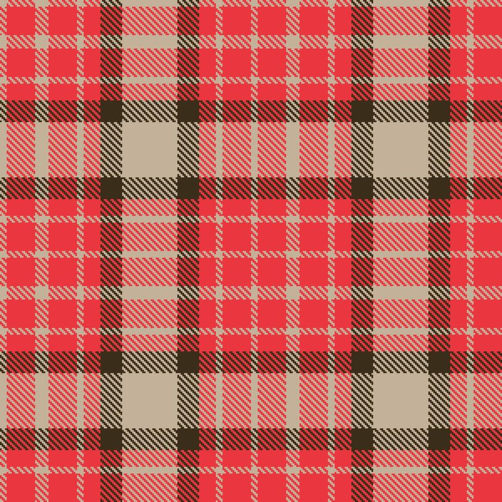 Rich Bland and Soft Light Red Seamless Tartan Textile Design vector