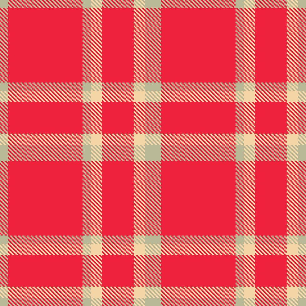 Light Bland Seamless Tartan with Dusty Neon Red accents Textile Design vector