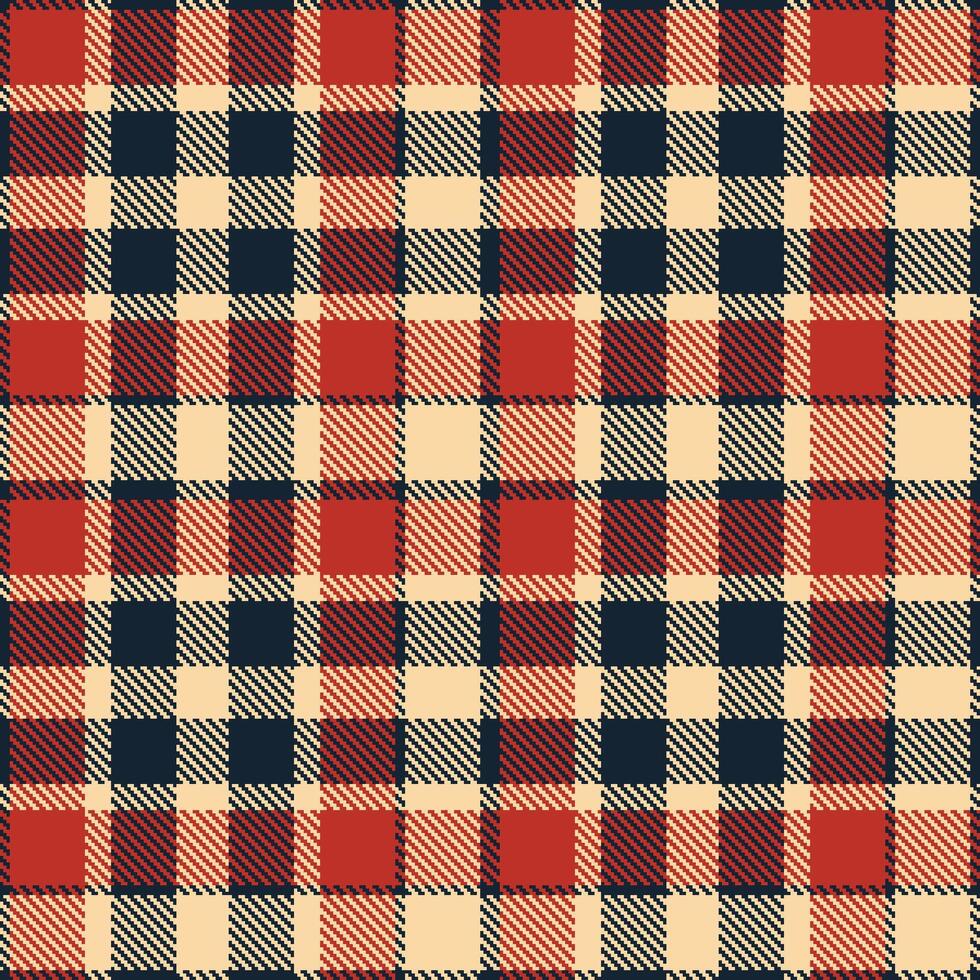 Bright Dark Seamless Tartan with Light Pale Peach accents Textile Design vector