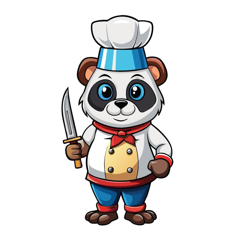 panda chef white background illustration vector