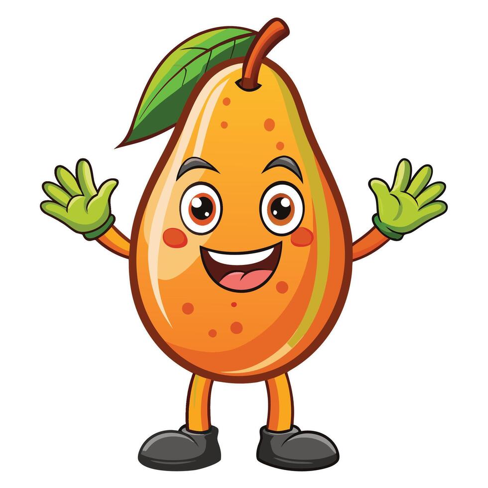 Cheerful pear character with outstretched hands vector