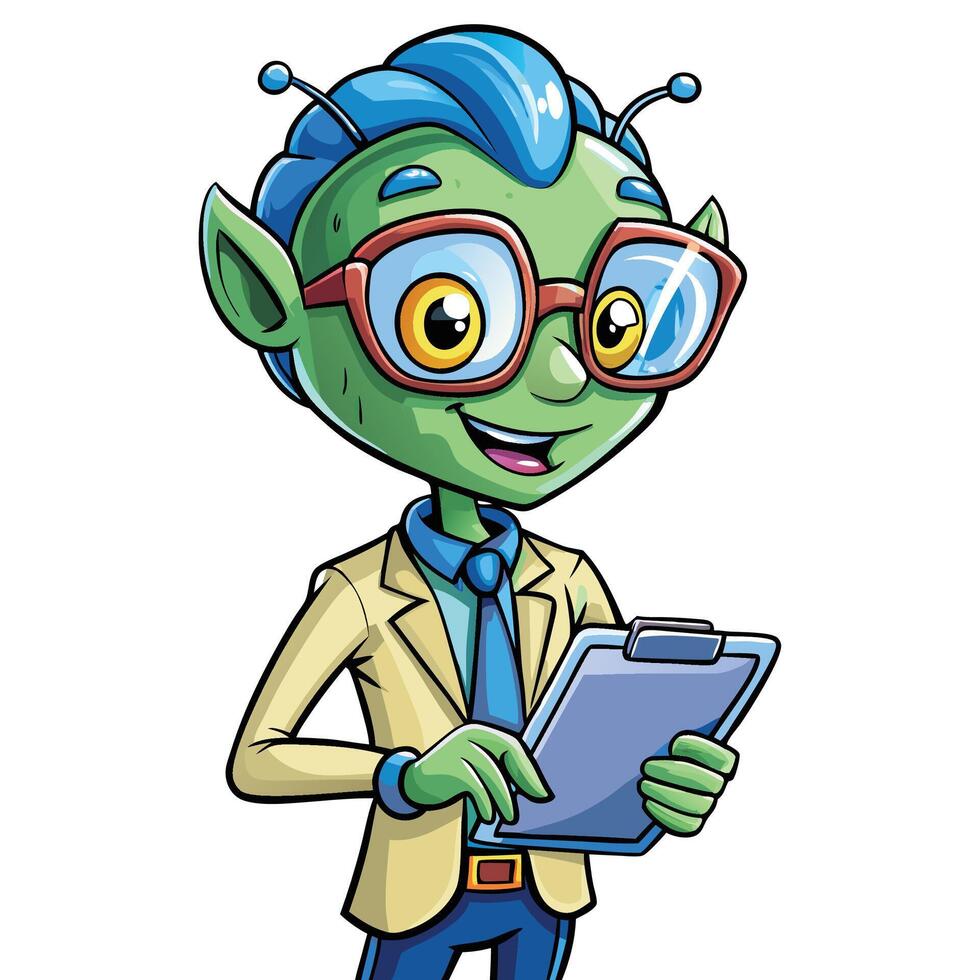 Alien Businessman with Clipboard vector