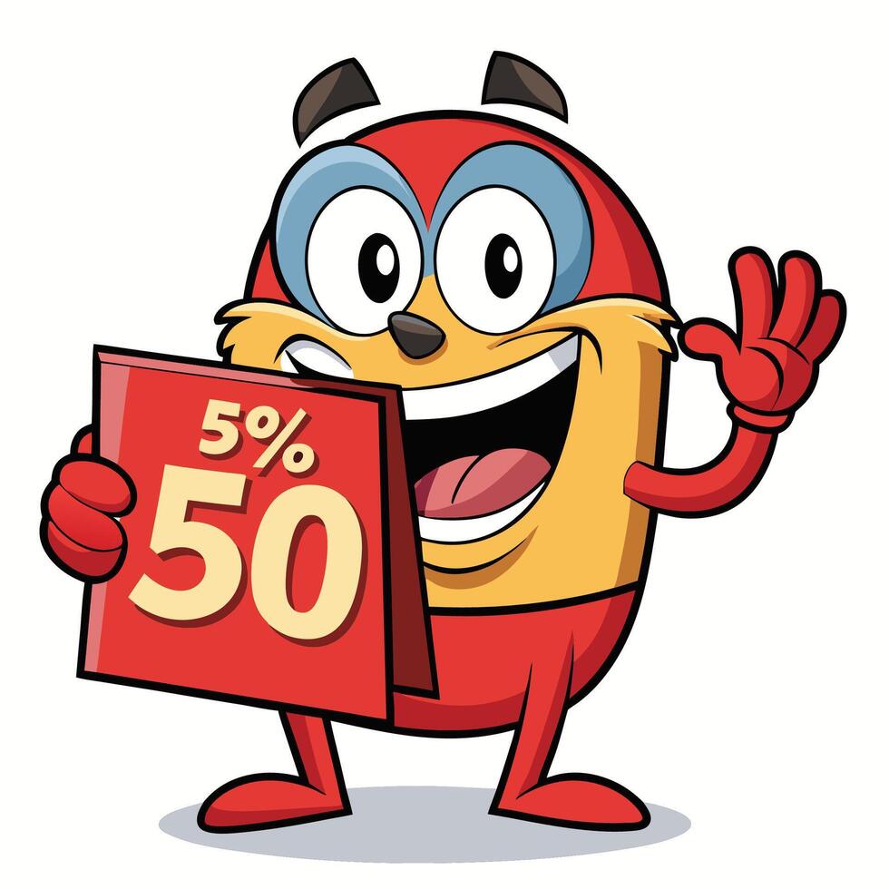 Cartoon character holding a sale sign vector