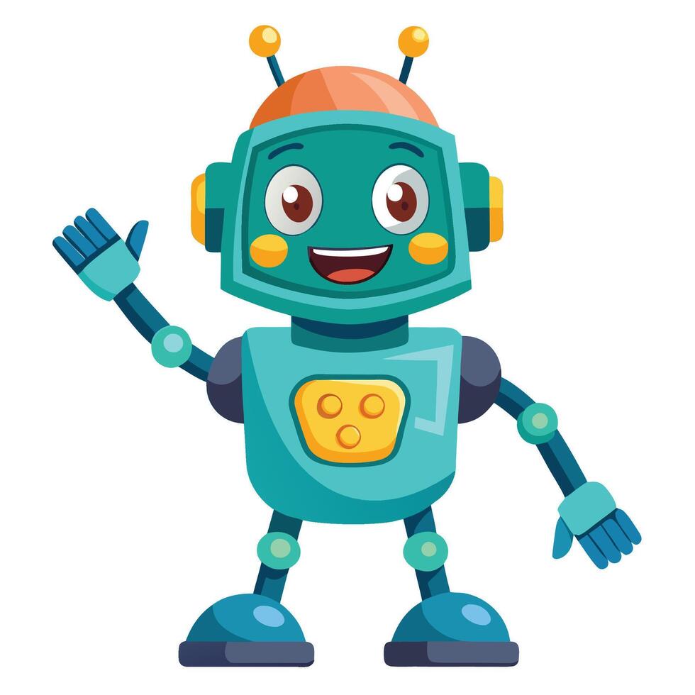 cartoon robot waving with hands vector