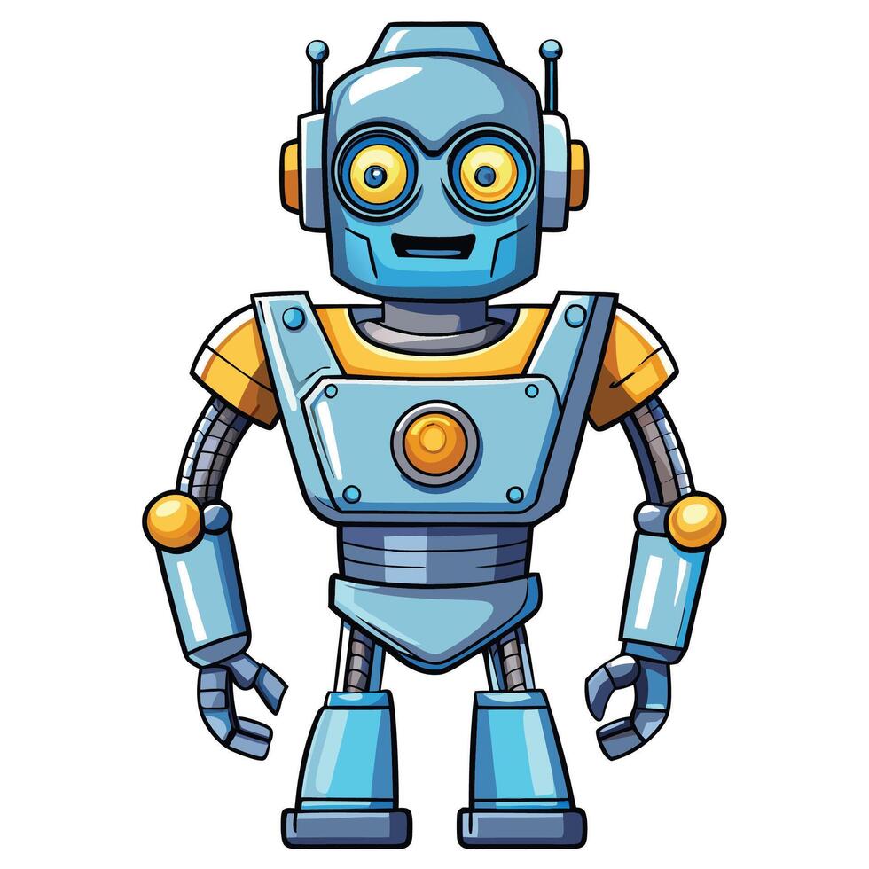 Friendly robot with expressive eyes vector
