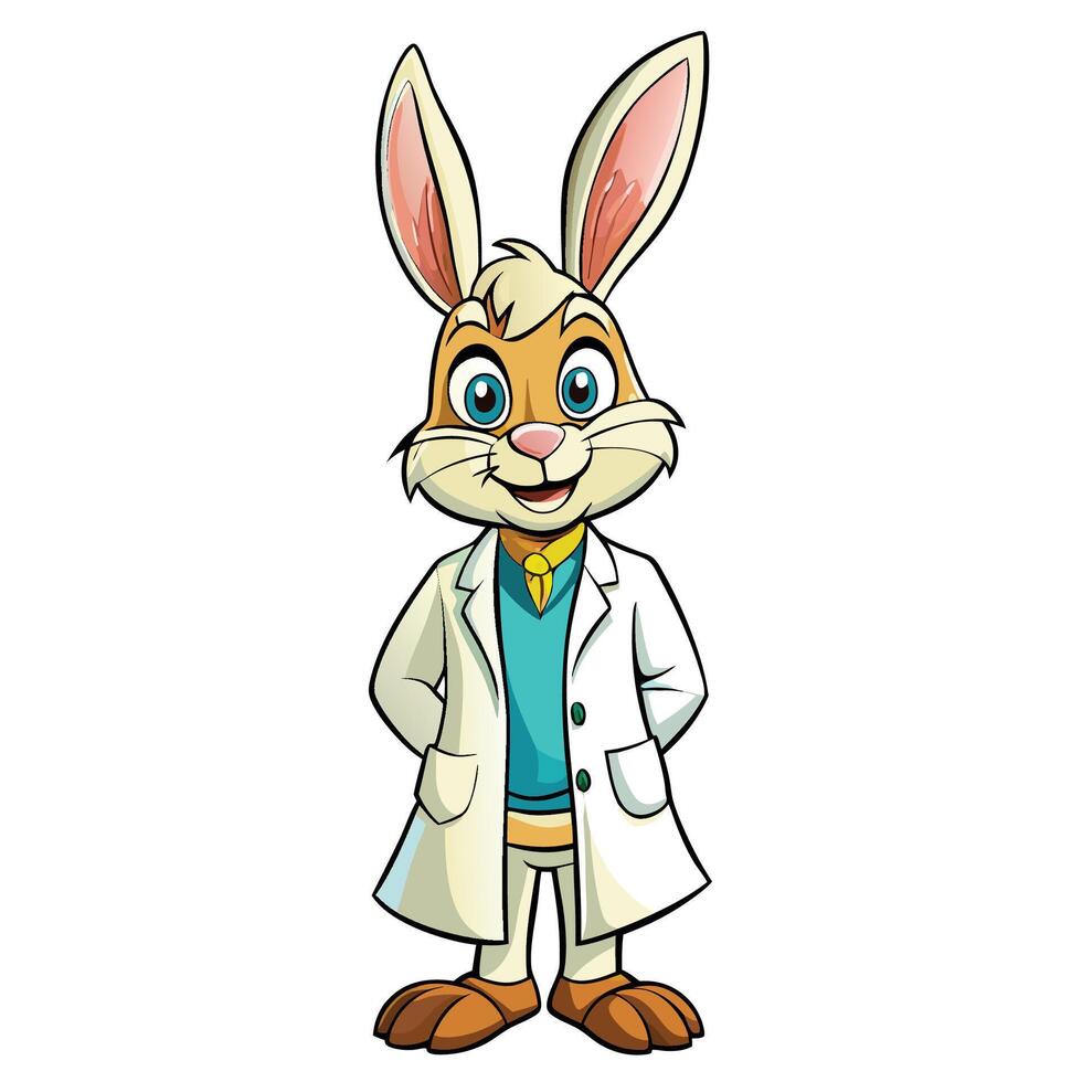 Happy bunny doctor in a white coat vector