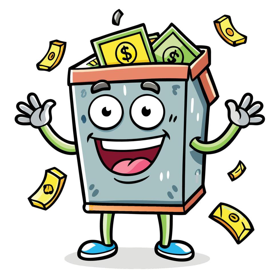 Money Box Character with Joyful Expression vector