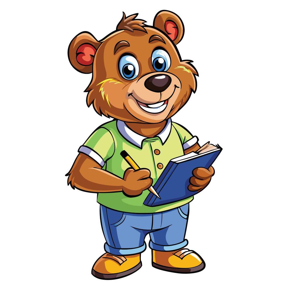 Bear Character Taking Notes vector