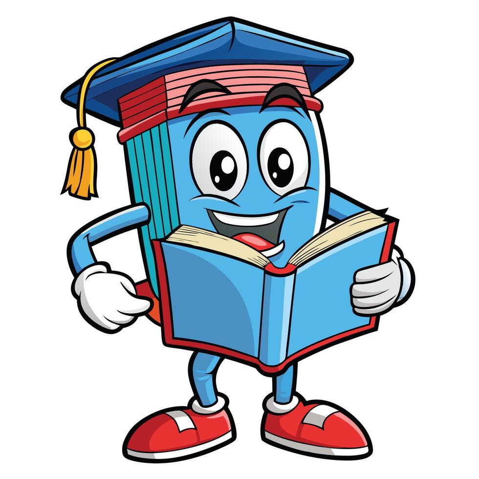 Book Character with Graduation Cap vector
