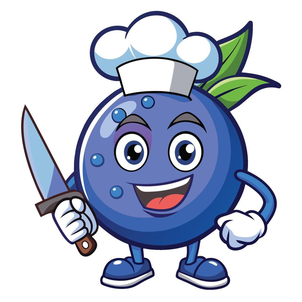 Blueberry Chef with Knife vector