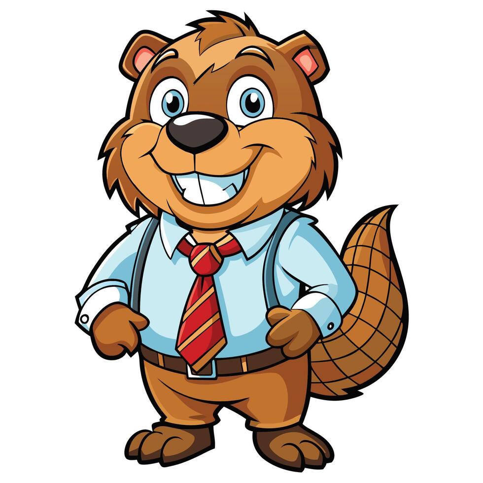 Cartoon beaver dressed in business attire vector