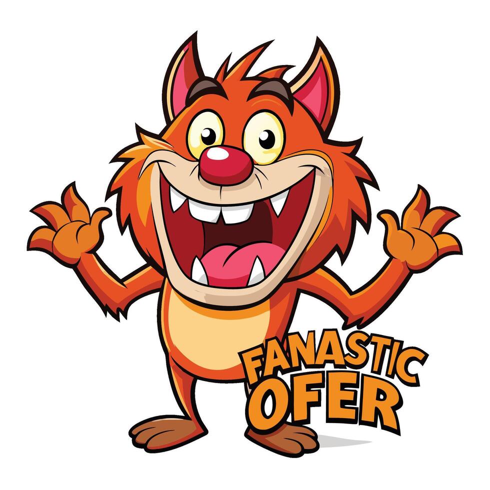 Cartoon animal character with a fantastic offer vector