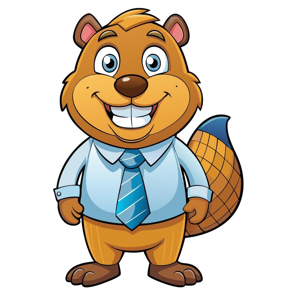 Cartoon beaver in business attire vector