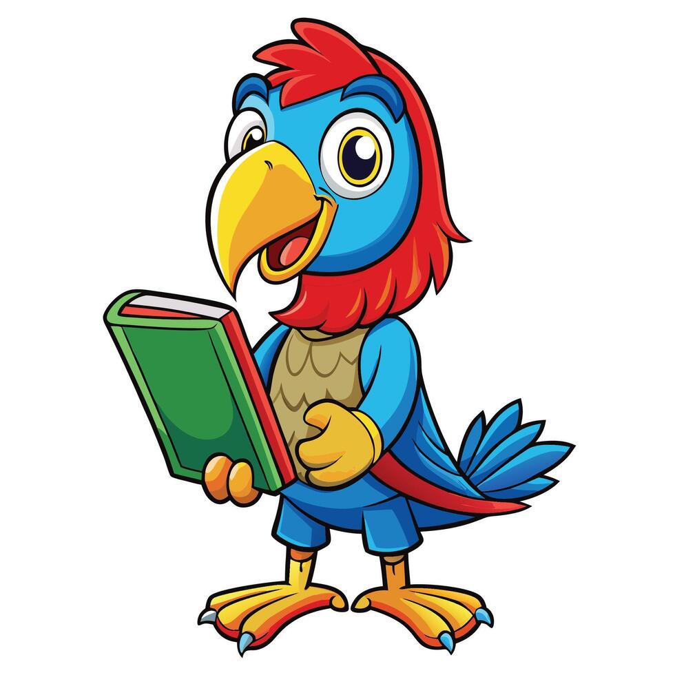 Cartoon bird holding a book vector