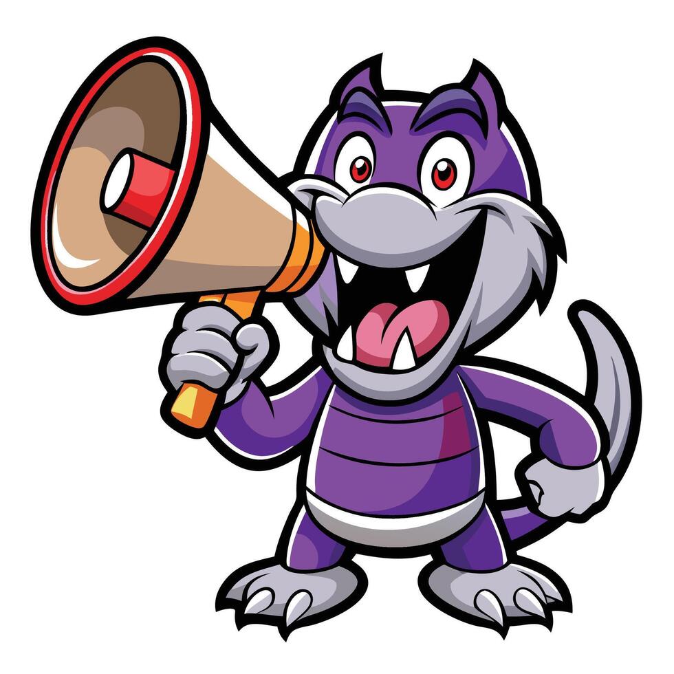 Cartoon Cat Character Holding Megaphone vector