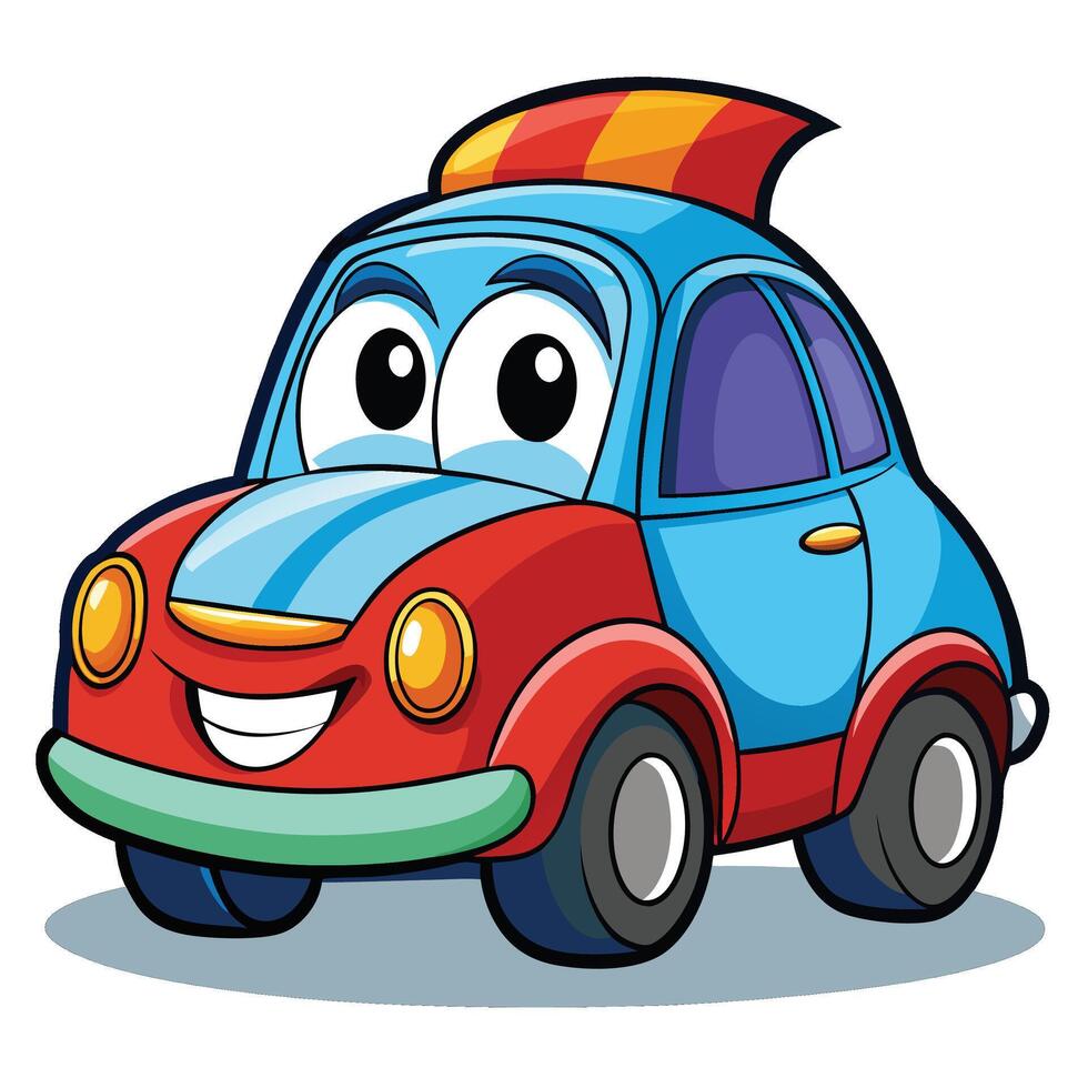 Cartoon car with a happy expression vector
