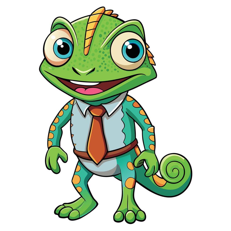 a cartoon chameleon wearing a tie and suit vector