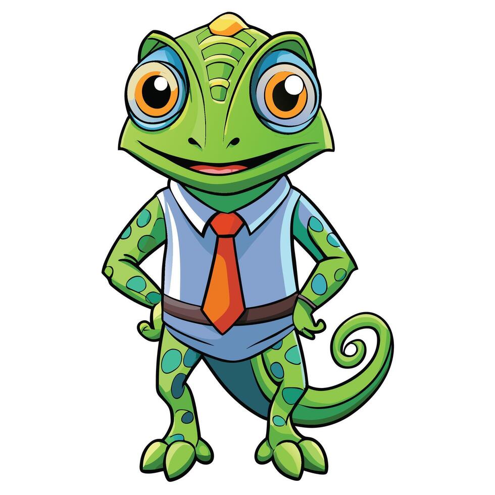 a cartoon lizard wearing a tie and shirt vector