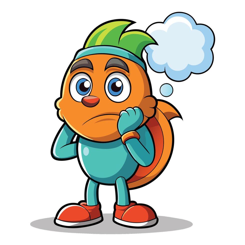 Cartoon character, thoughtful and pondering vector