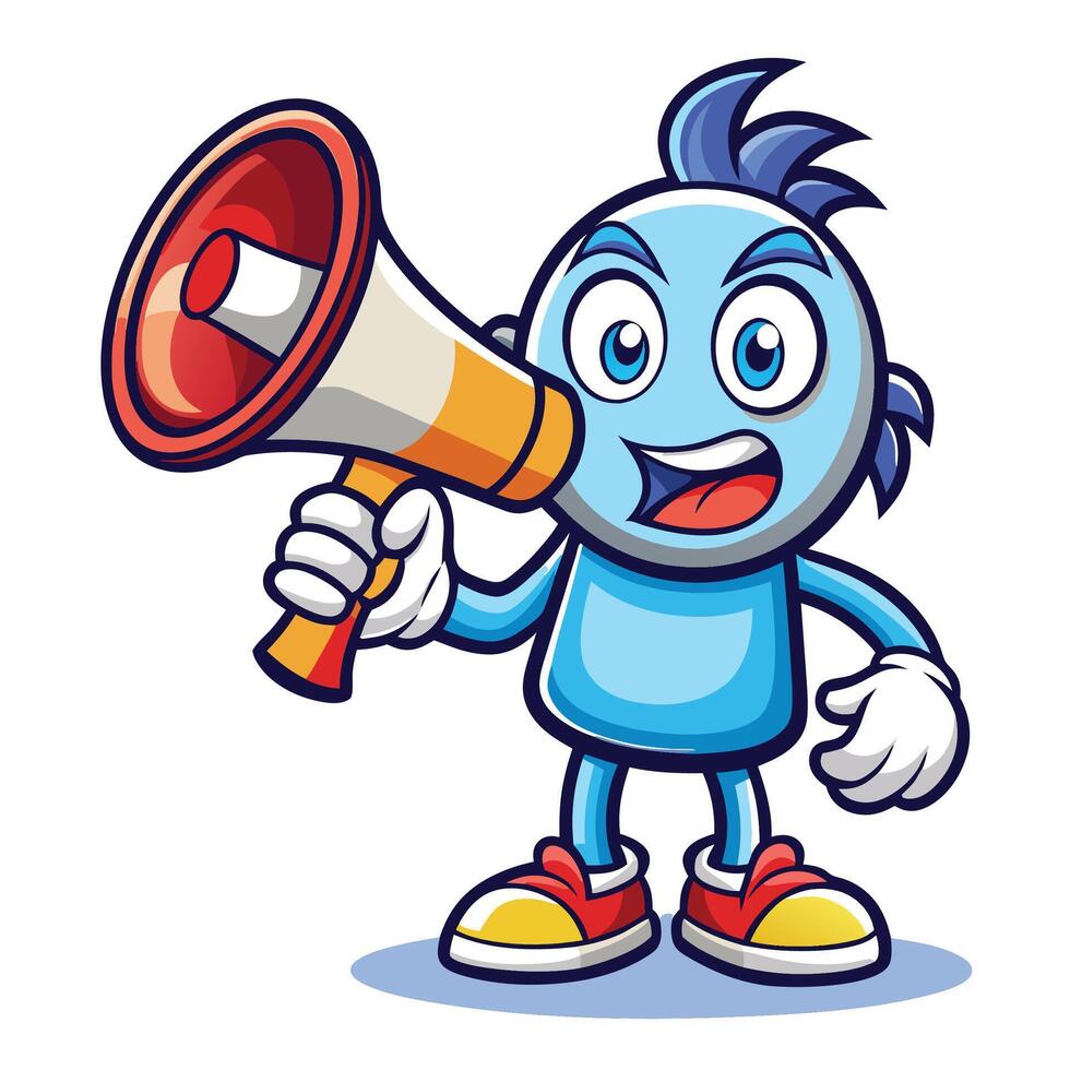 Cartoon character with a megaphone vector