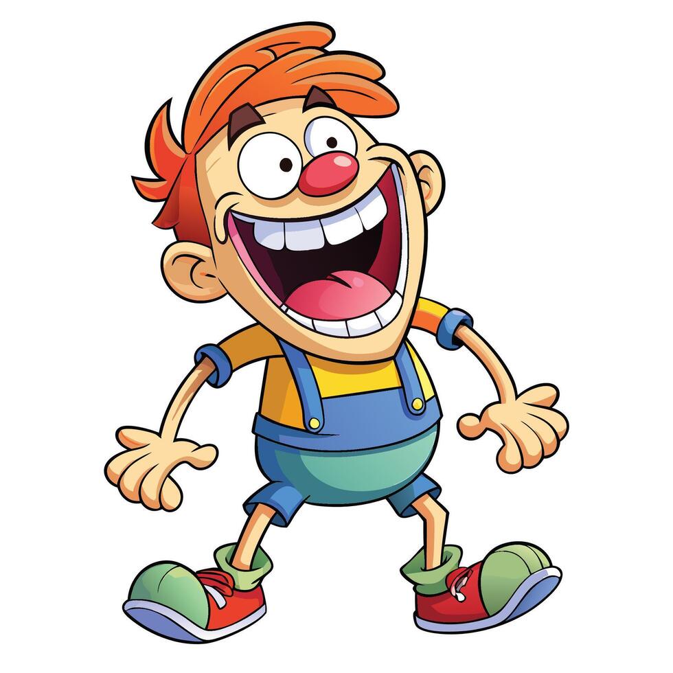 Cartoon child clown joyfully laughing vector