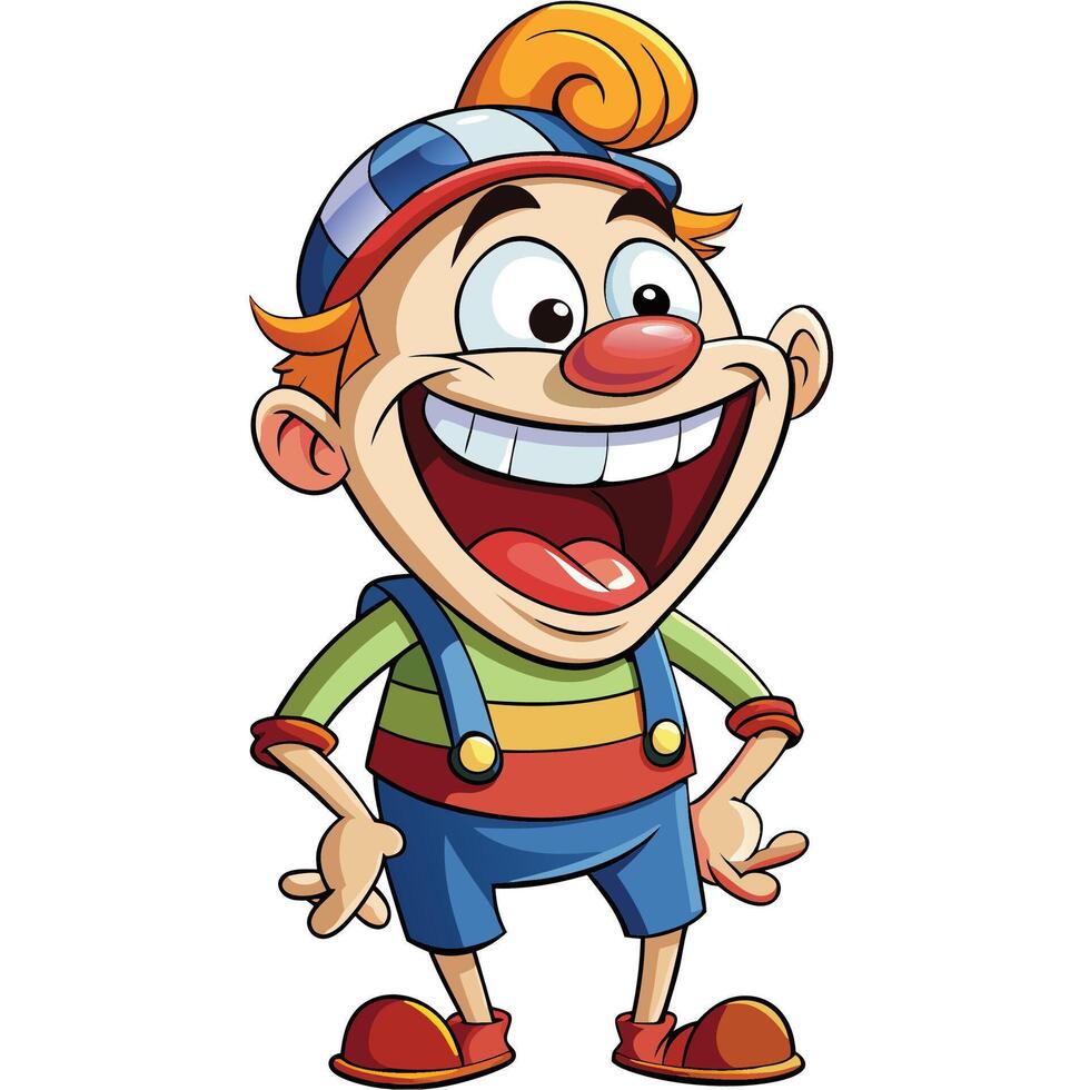 Cartoon clown boy with wide smile vector