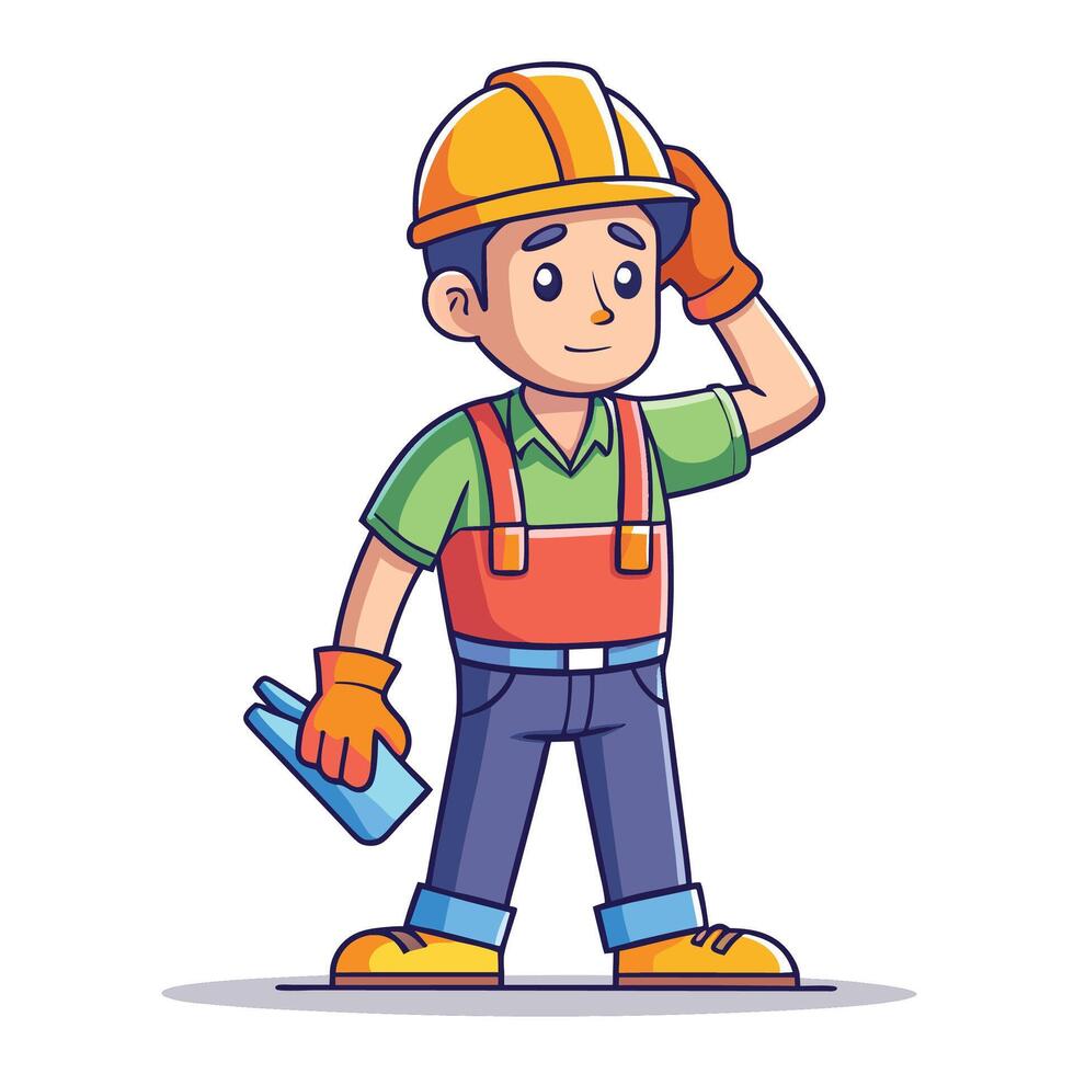 Cartoon Construction Worker white background vector