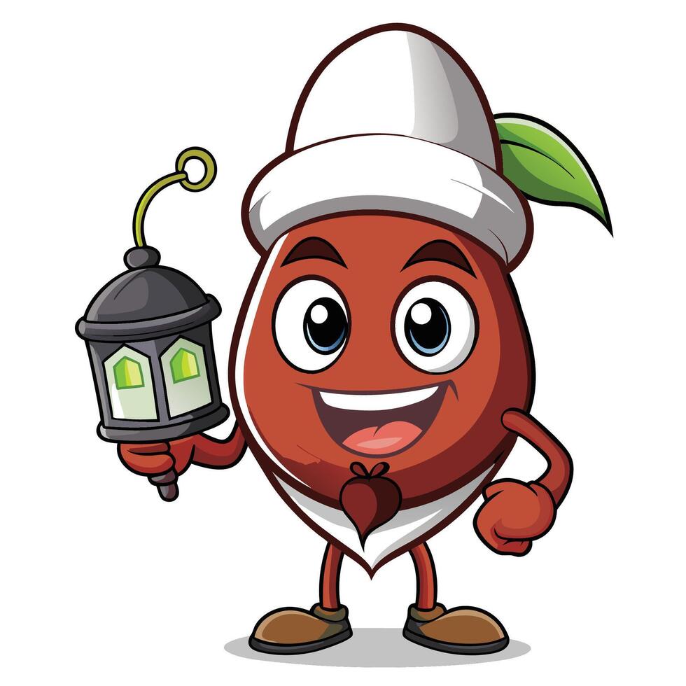 Cartoon fruit character holding a lantern vector
