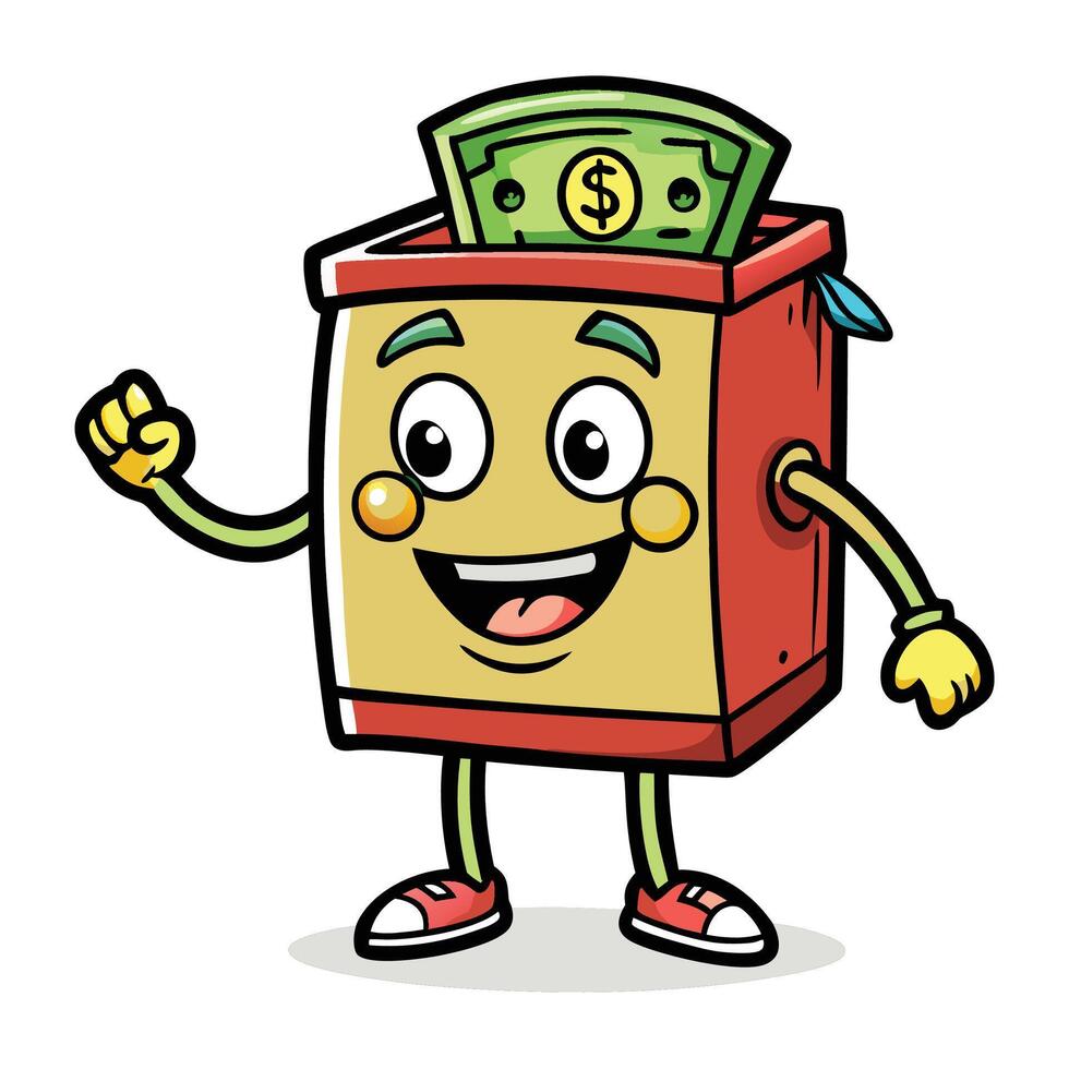 Cartoon Money Box Character vector
