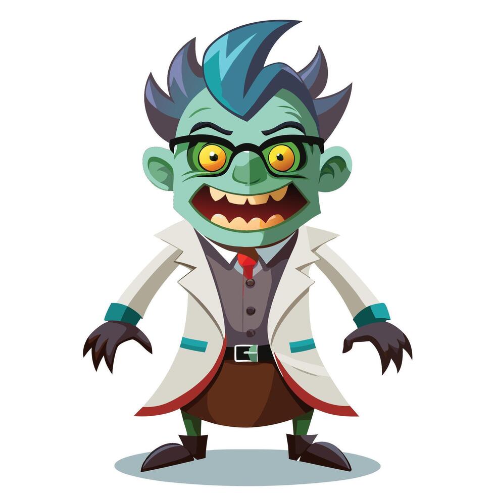 Cartoon monster scientist character vector