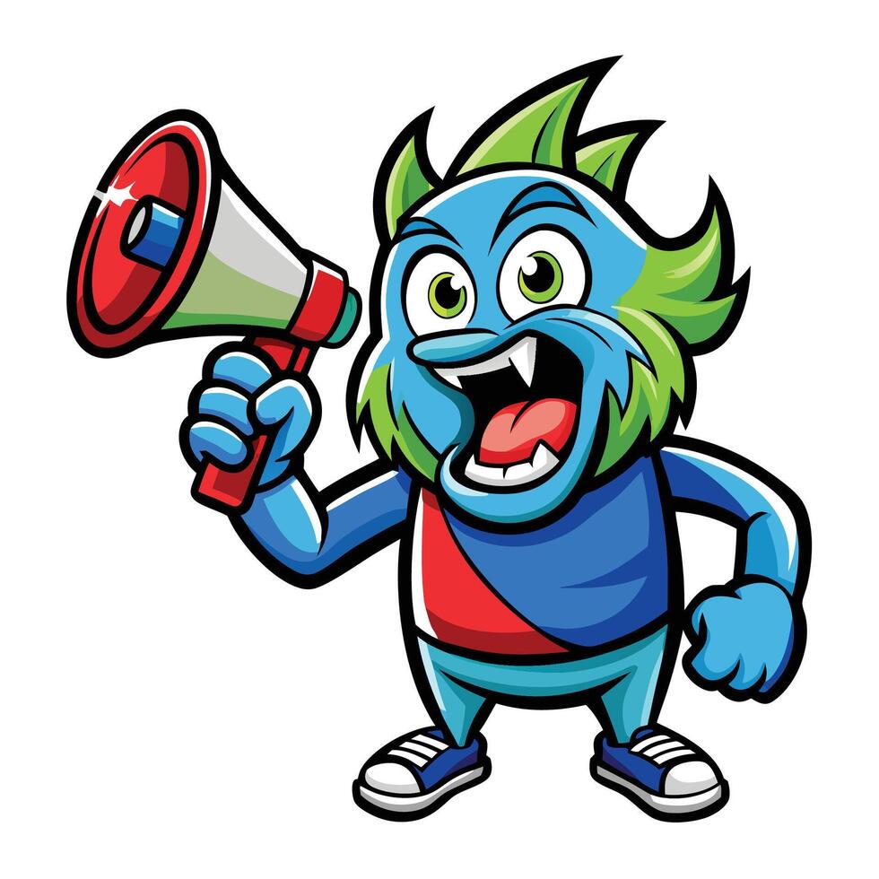 Cartoon monster with megaphone vector