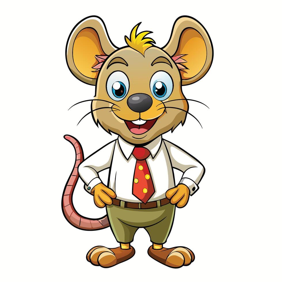 cartoon mouse wearing a tie and shirt vector