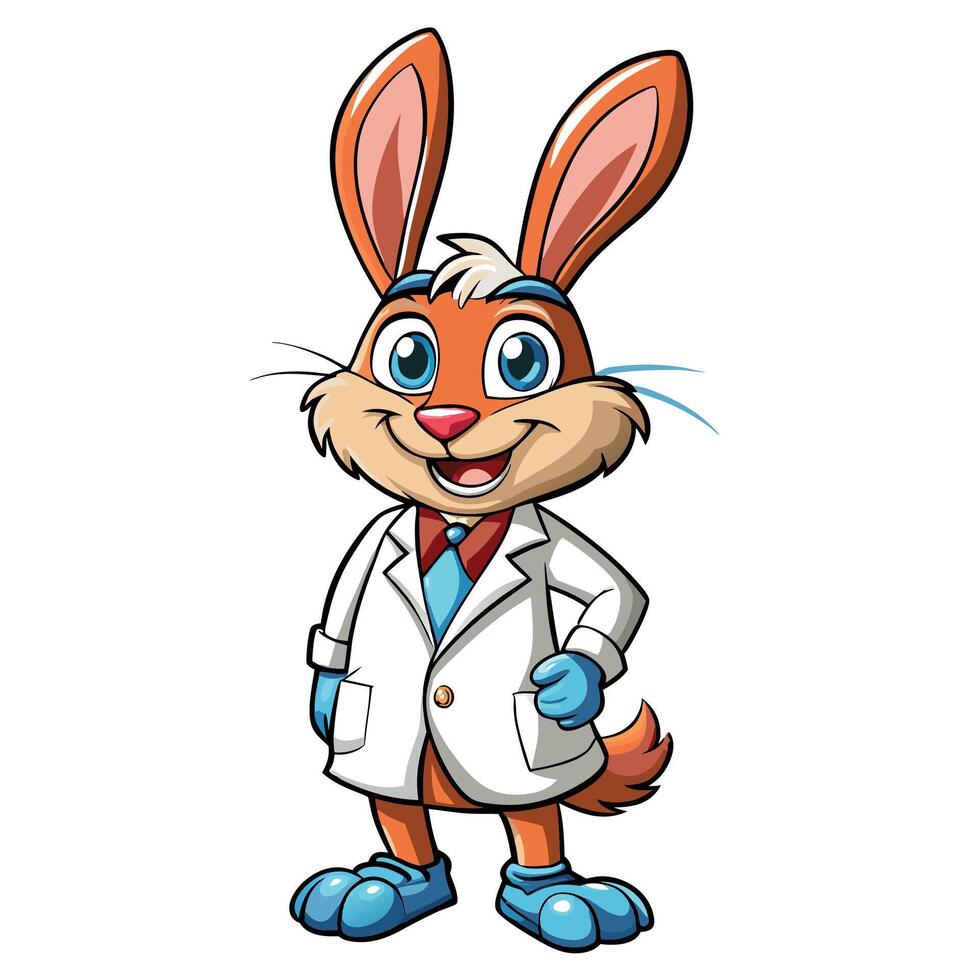 Cartoon rabbit wearing a lab coat vector