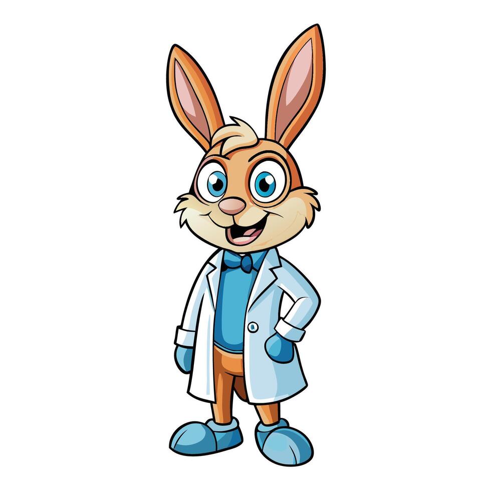 Cartoon rabbit in a lab coat vector