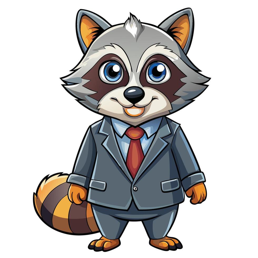 Cartoon raccoon in a business suit vector