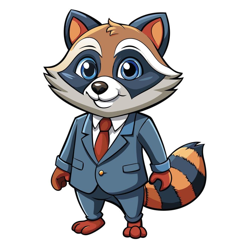 Cartoon raccoon wearing a suit vector