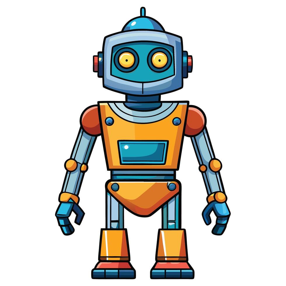 Cartoon robot with vibrant colors vector