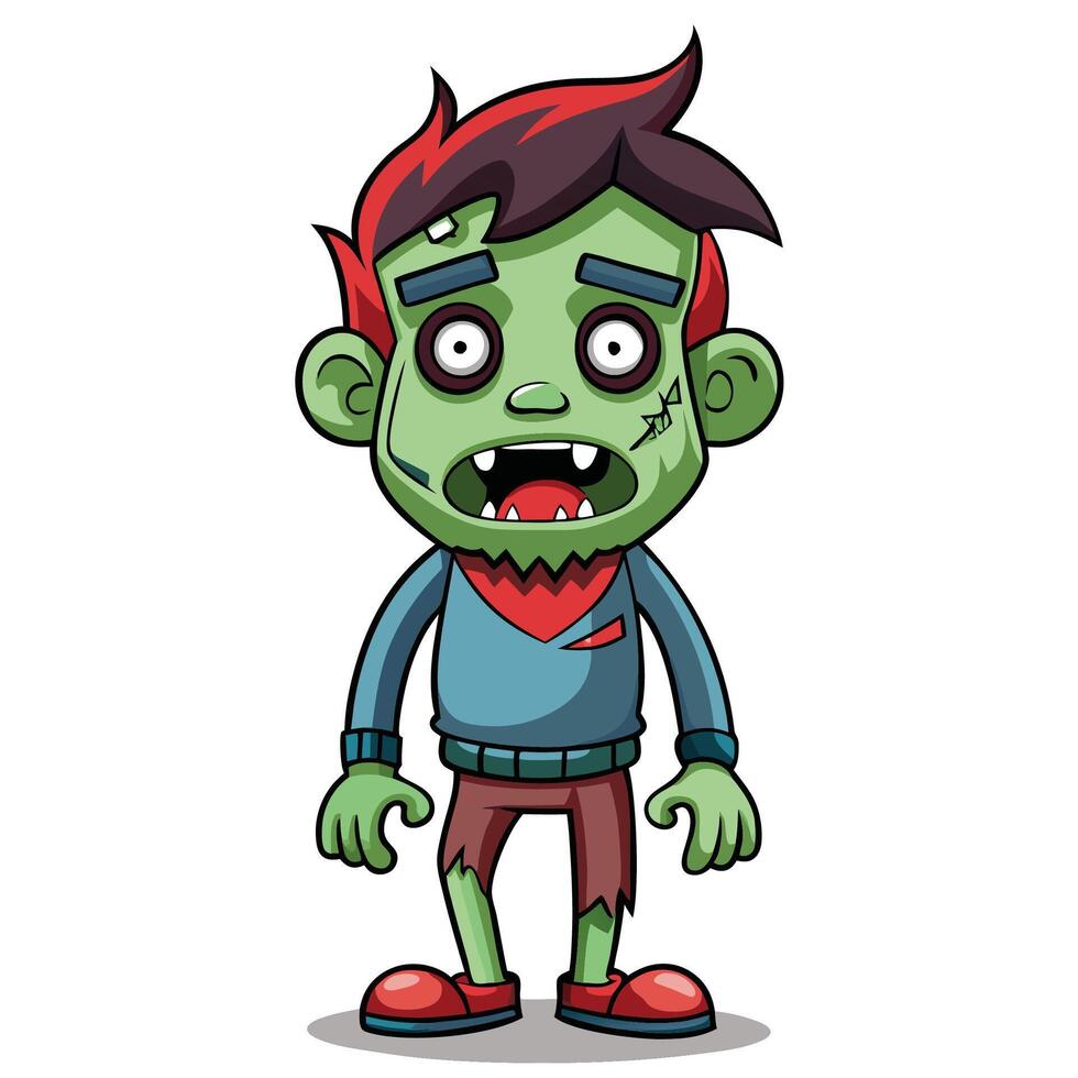 Cartoon zombie boy with red hair vector