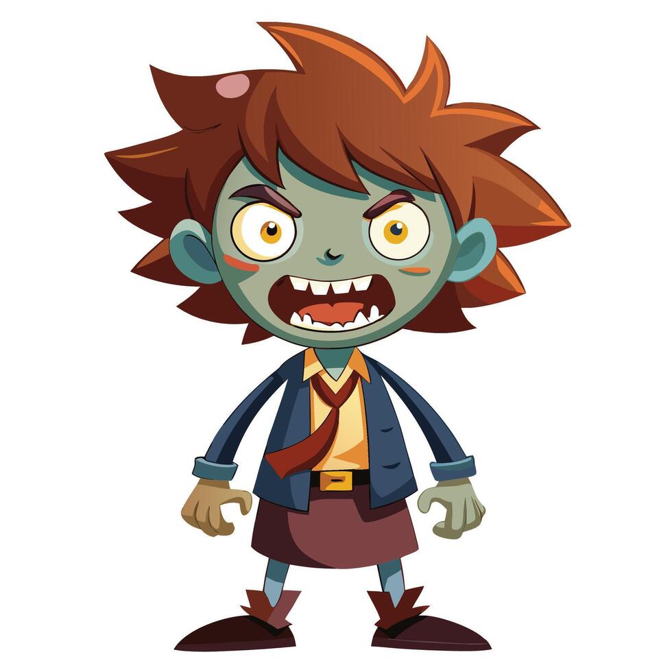 Cartoon zombie girl in business attire vector