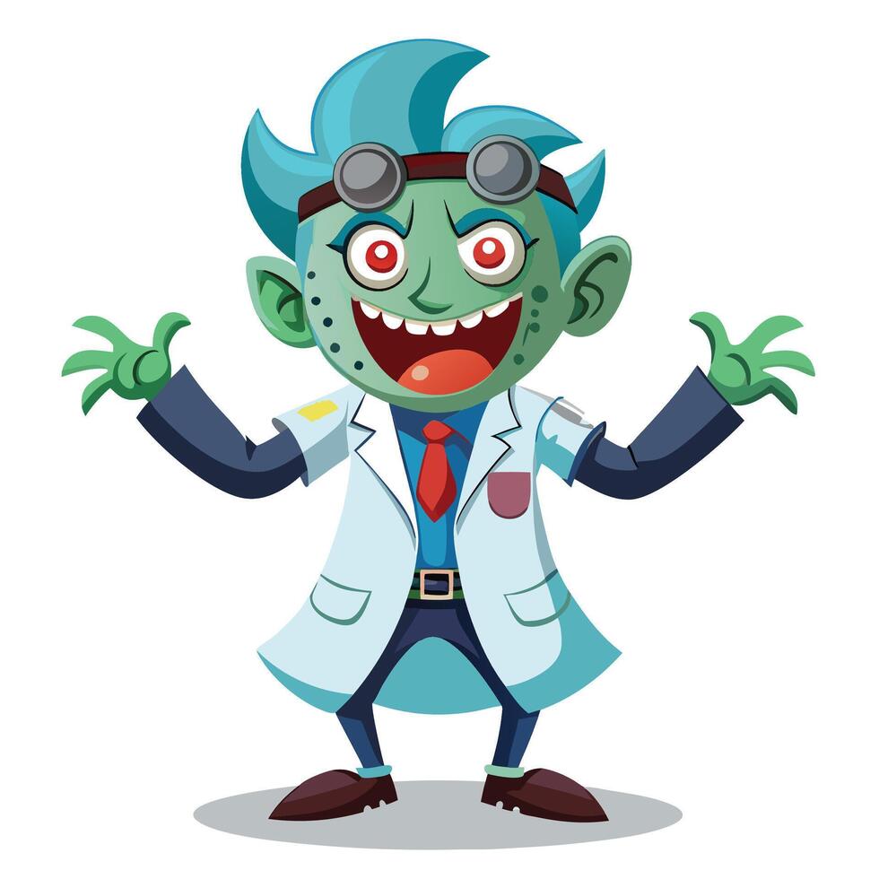 Cartoon zombie scientist character vector