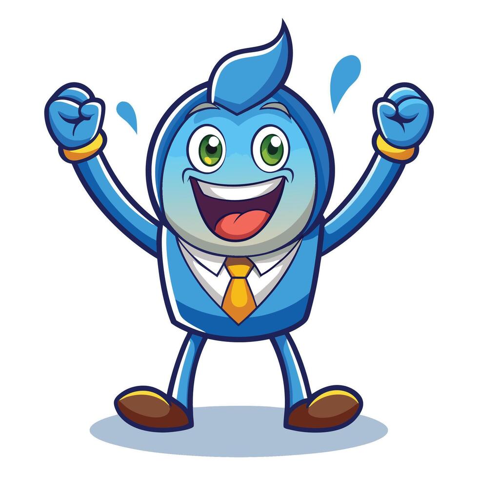 Cheerful blue character in a suit vector