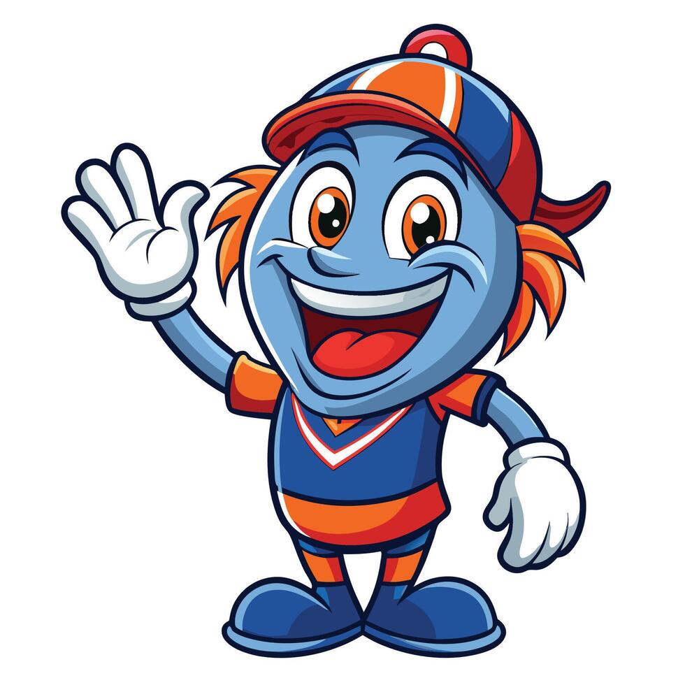 Cheerful Mascot Character Waving white background vector