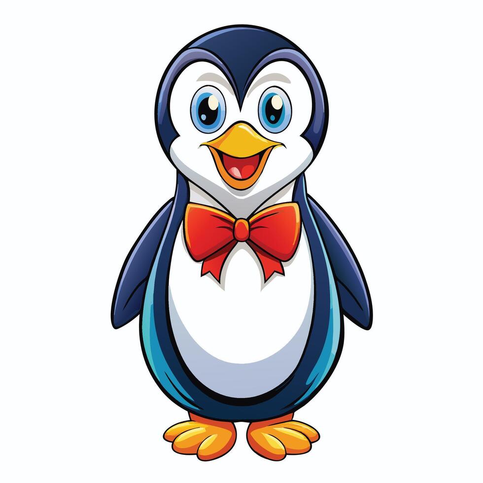 Cheerful penguin wearing a bow tie vector