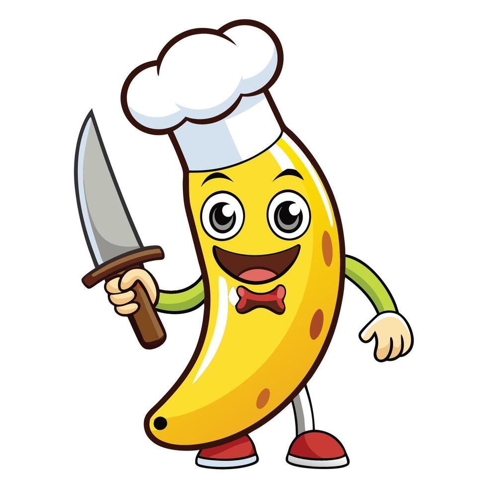 Chef banana with knife vector