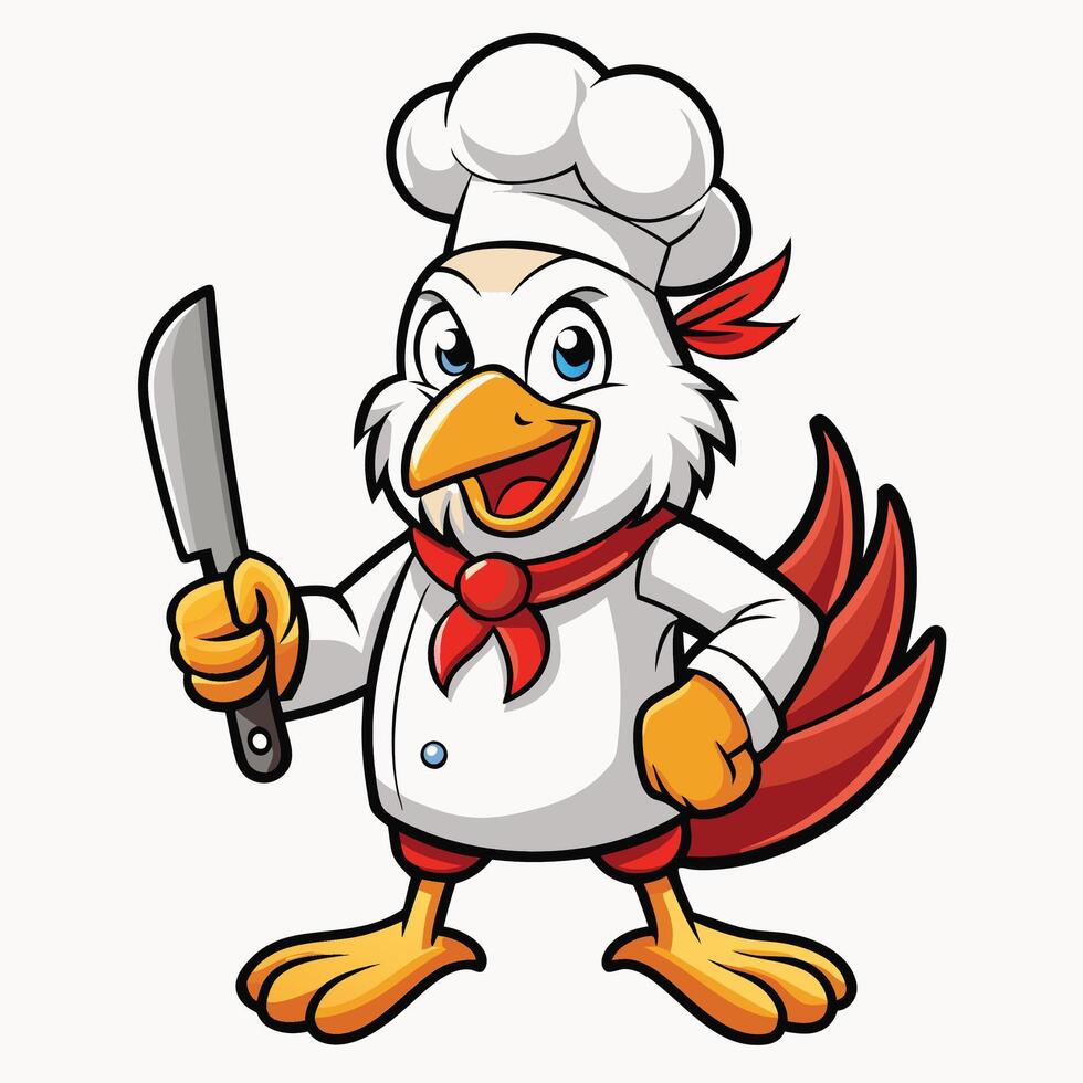 Chef Chicken Holding a Knife vector